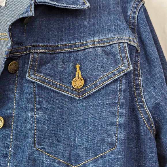 Calvin Klein Denim Jean Cropped Jacket Size Small - Picture 9 of 17